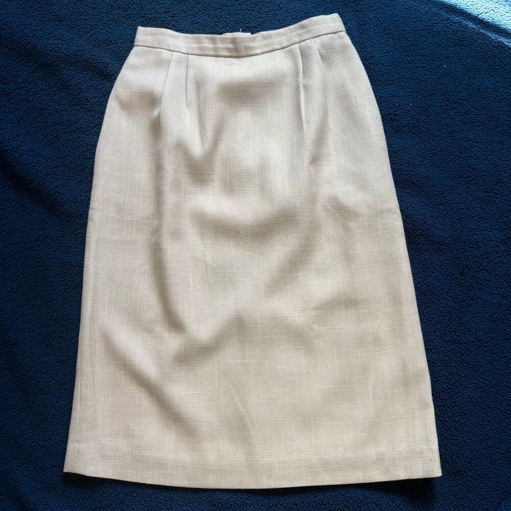 Vintage Field’s Choice Beige Linen Look High Waist Pencil Midi Skirt 26 Waist